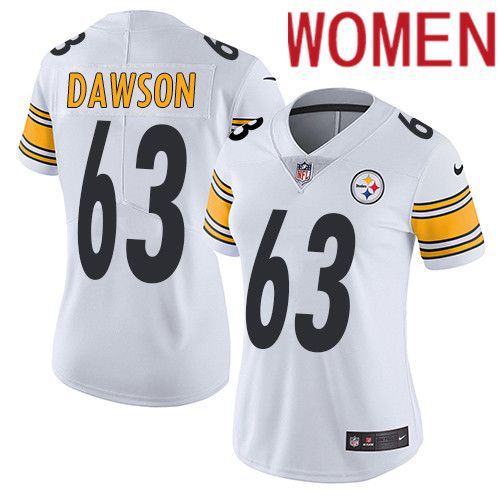 Women Pittsburgh Steelers #63 Dermontti Dawson Nike White Vapor Limited NFL Jersey->women nfl jersey->Women Jersey